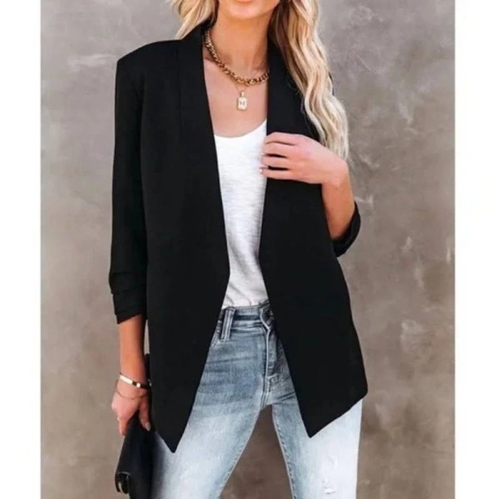 Vici Uptown Girl Pocketed Rush Sleeve Blazer - Women | Color: Black | Size: S